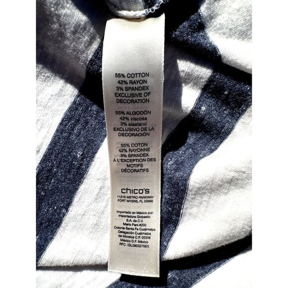 Chicos Zenergy Striped Floral Embroidered Long Sleeve Tunic Top Boho Chic Blouse - Picture 8 of 13